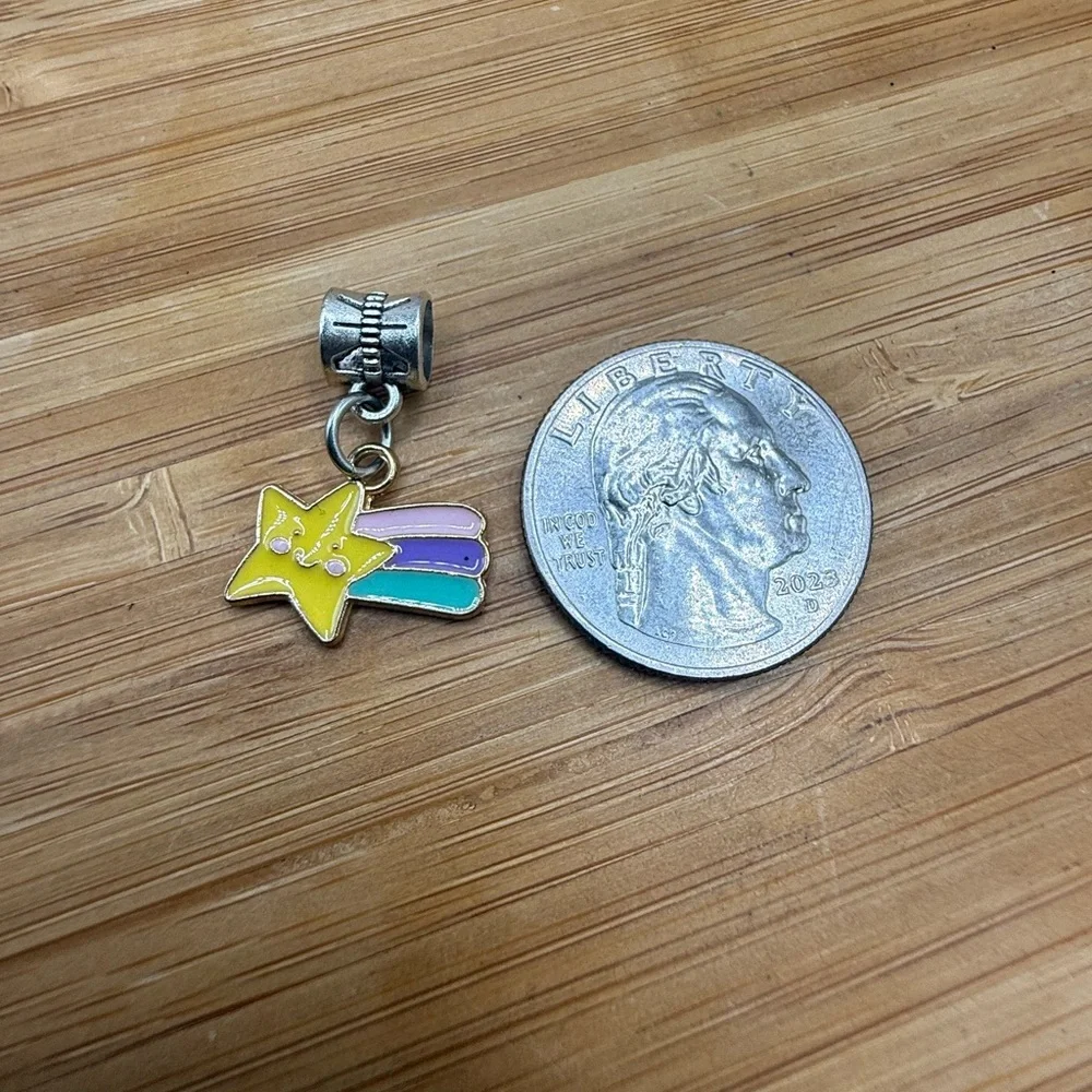 Yellow‎ Star Charm with Wings for bracelet or necklace